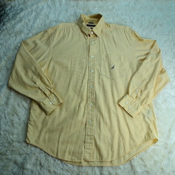 Nautica Yellow Button Down Shirt Size Large - Picture 1 of 5
